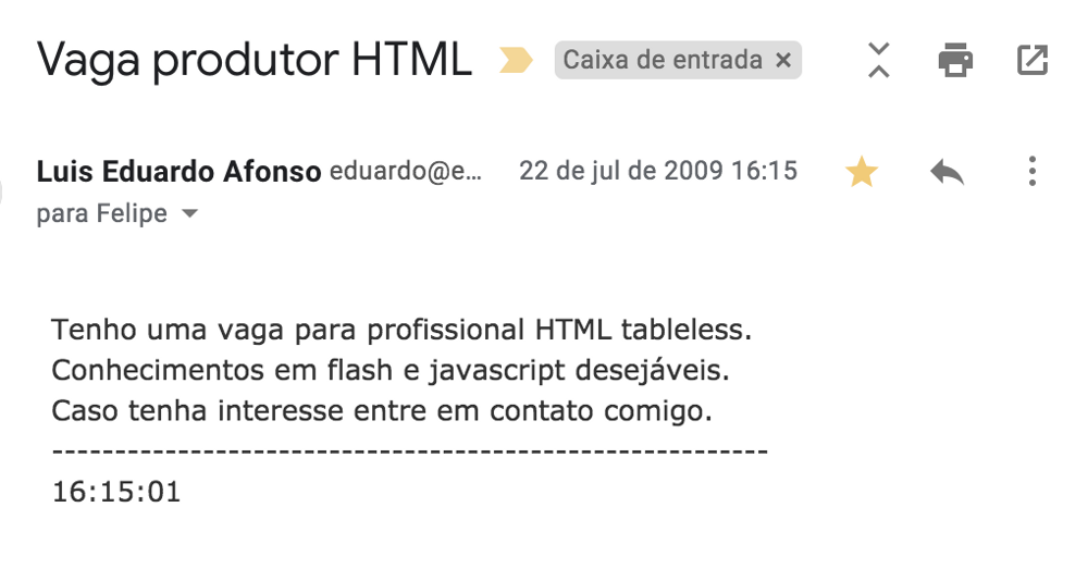 Primeira oportunidade como desenvolvedor :)