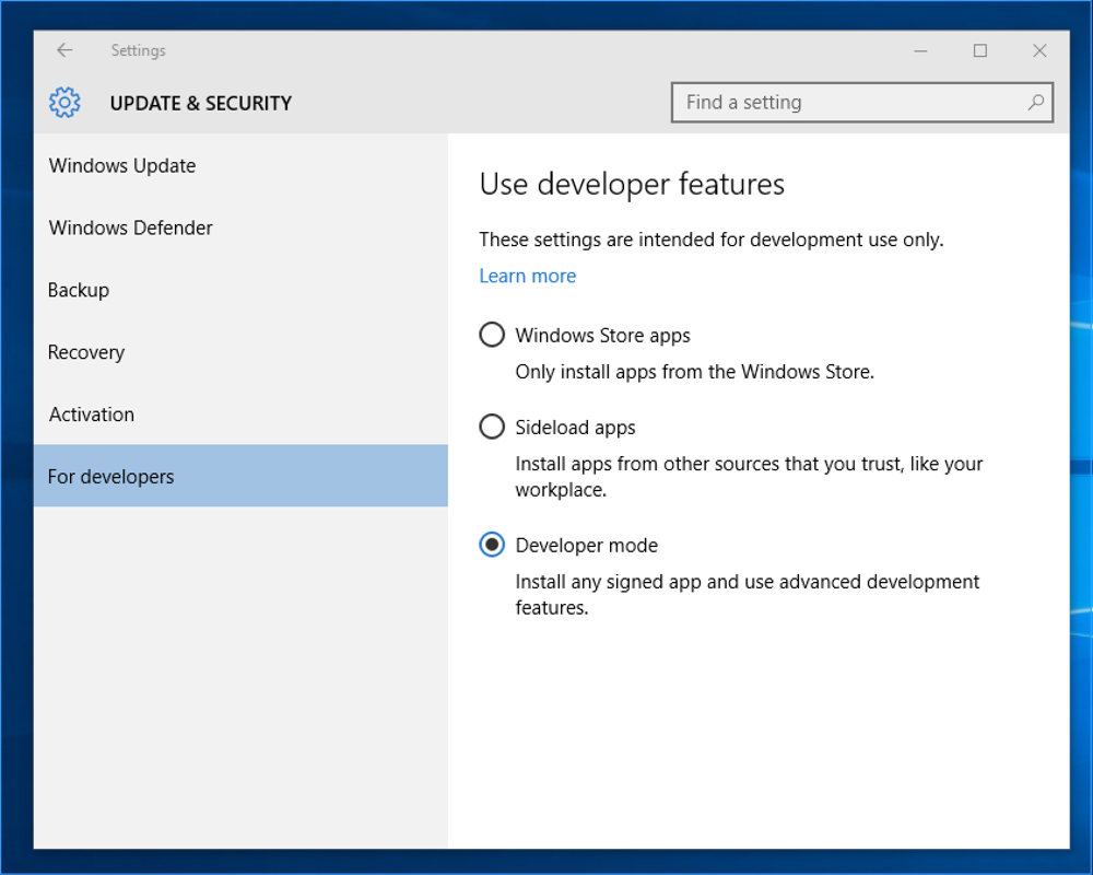 Developer Mode