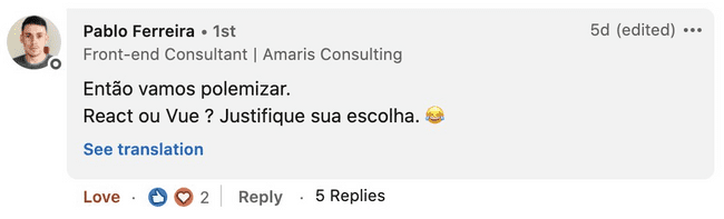 Pergunta no LinkedIn